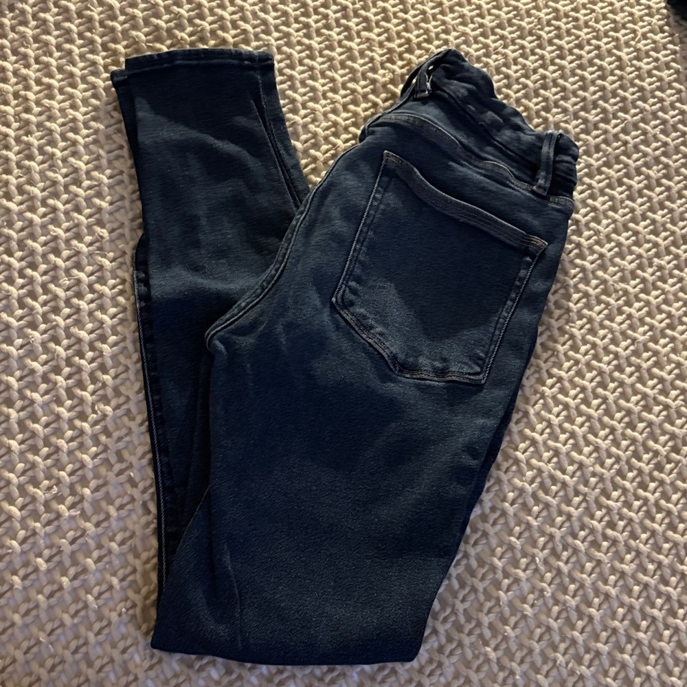 Good American Good Legs asymmetrical Dark Indigo Skinny Jeans